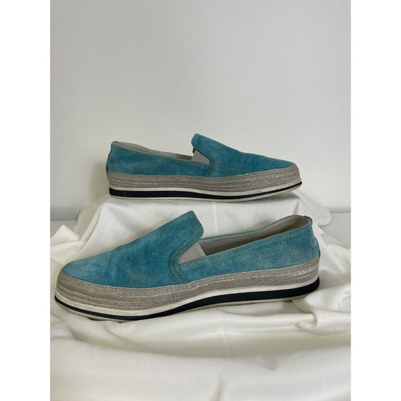 PRADA Women’s Sport Suede Blue Loafers Sz US 6.5 - Picture 1 of 13